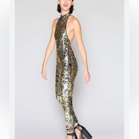 Jaded London Pants & Jumpsuits Jaded London Rainbow Sequin Jumpsuit